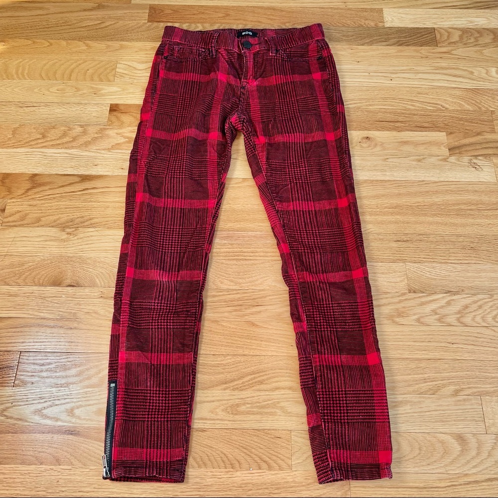 BDG (Urban Outfitters) Red & Black Plaid Corduroy Skinny Jeans